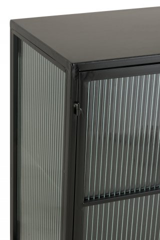 Armoire 4 portes en verre DOZA en métal noir et verre.